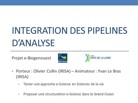 Integration des pipelines d’analyse