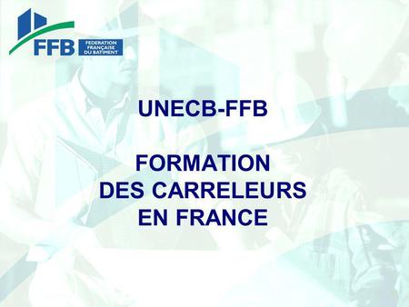 1 UNECB-FFB FORMATION DES CARRELEURS EN FRANCE. 2 LES FONCTIONS SUR LE CHANTIER  Ouvrier  Compagnon  Chef d’équipe  Chef de chantier  Conducteur.