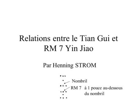 Relations entre le Tian Gui et RM 7 Yin Jiao