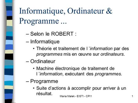 Informatique, Ordinateur & Programme ...