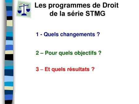 Les programmes de Droit de la série STMG