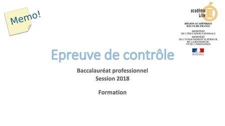 Baccalauréat professionnel Session 2018 Formation