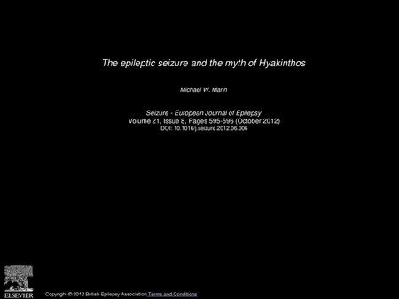 The epileptic seizure and the myth of Hyakinthos