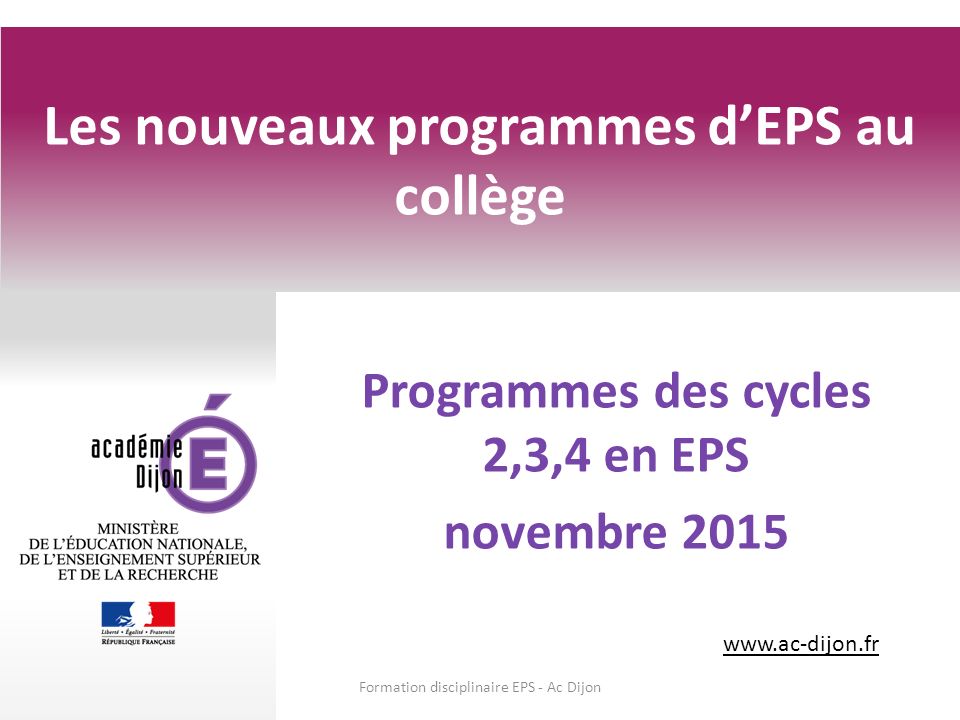 Les Nouveaux Programmes D Eps Au College Ppt Video Online Telecharger