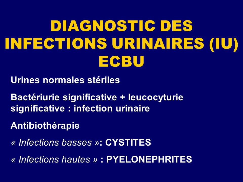DIAGNOSTIC DES INFECTIONS URINAIRES (IU) ECBU