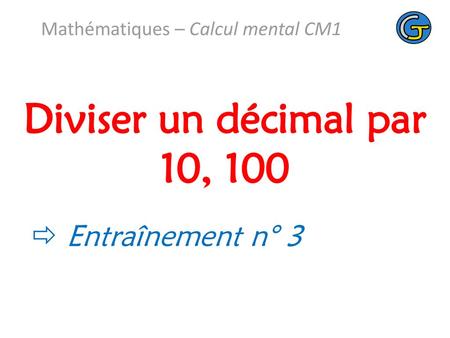 Mathématiques – Calcul mental CM1