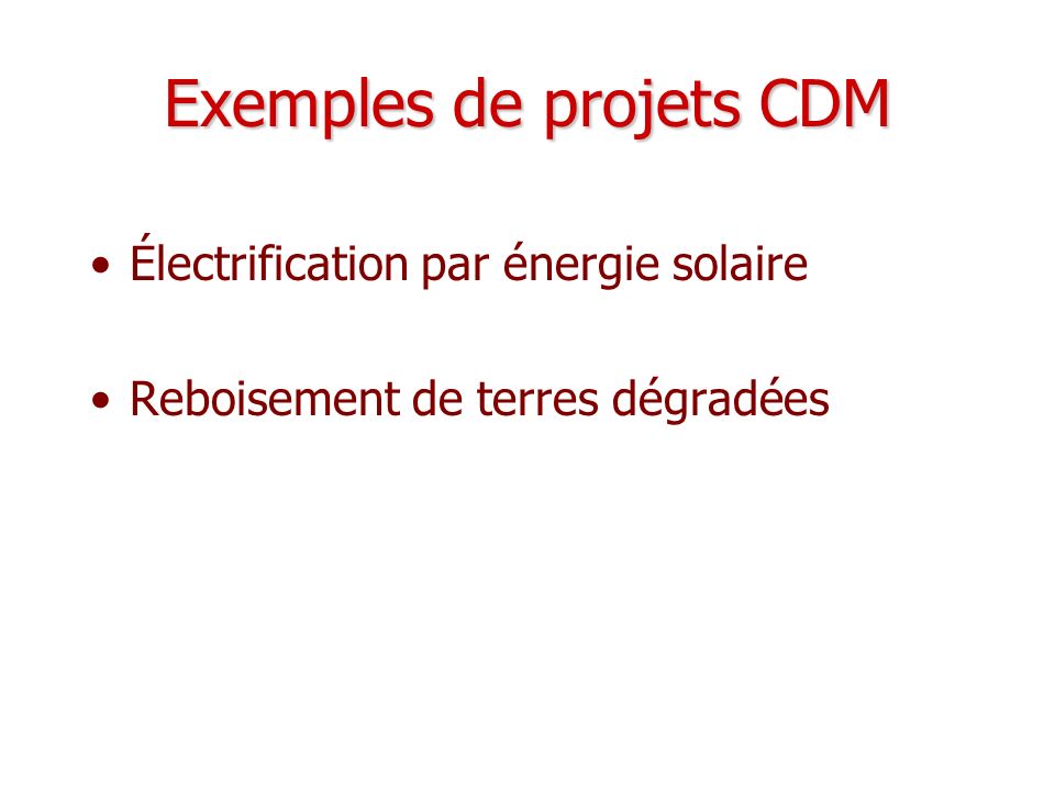 Exemples de projets CDM