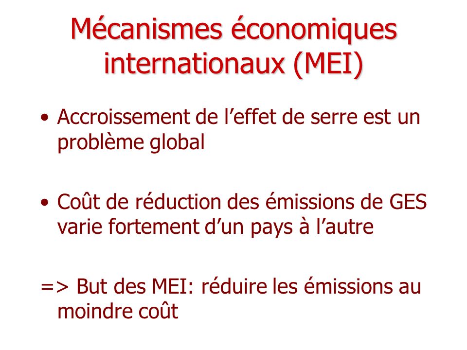Mécanismes économiques internationaux (MEI)