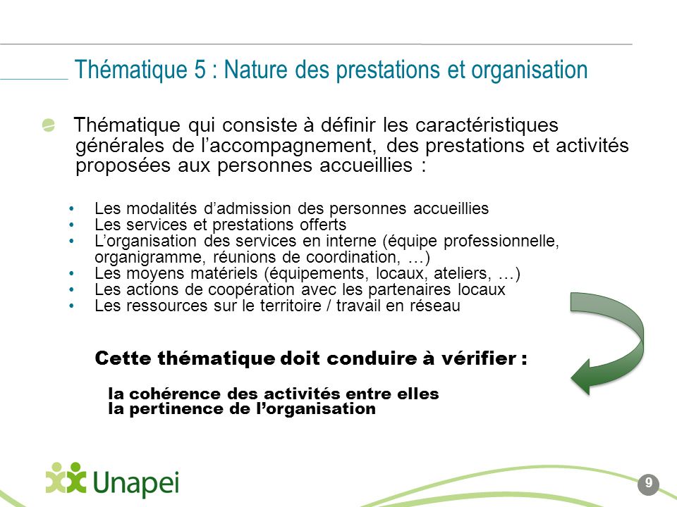 Thématique 5 : Nature des prestations et organisation