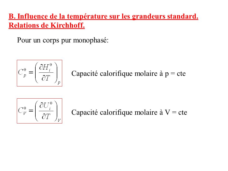 Capacite calorifique molaire formule