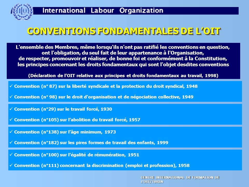 CONVENTIONS FONDAMENTALES DE L’OIT