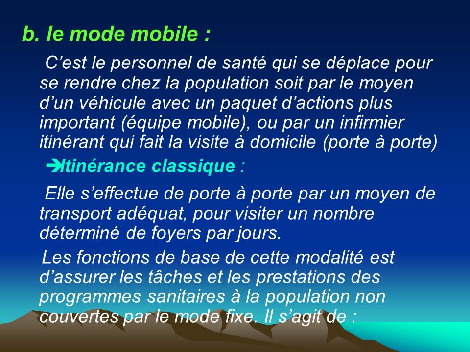 b. le mode mobile :