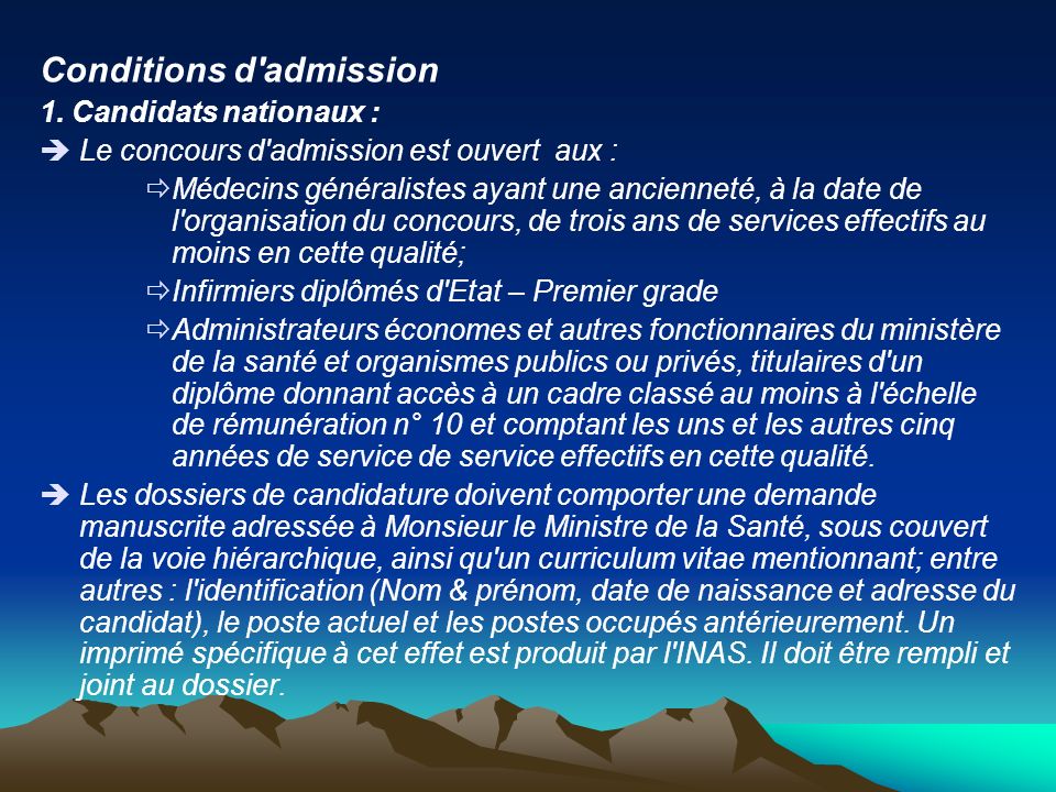 Conditions d admission