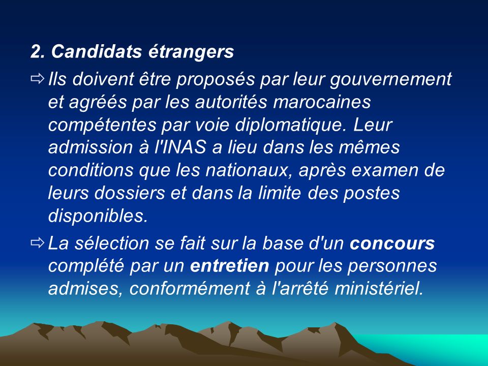 2. Candidats étrangers