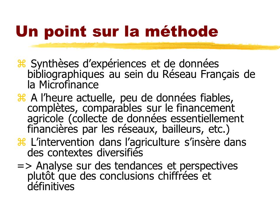 Un point sur la méthode Synthèses d’expériences et de données bibliographiques au sein du Réseau Français de la Microfinance.