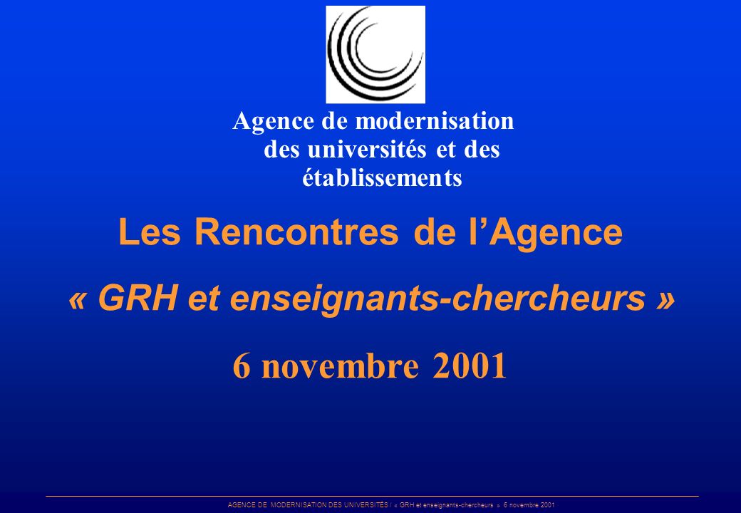 Les Rencontres de l’Agence 6 novembre 2001