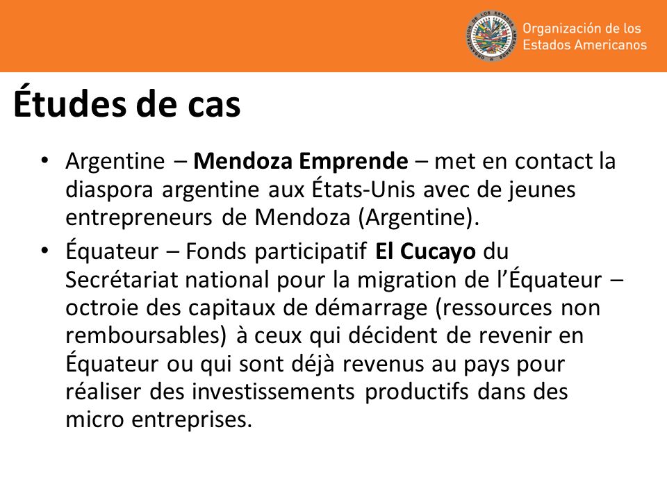 Études de cas Argentine – Mendoza Emprende – met en contact la diaspora argentine aux États-Unis avec de jeunes entrepreneurs de Mendoza (Argentine).
