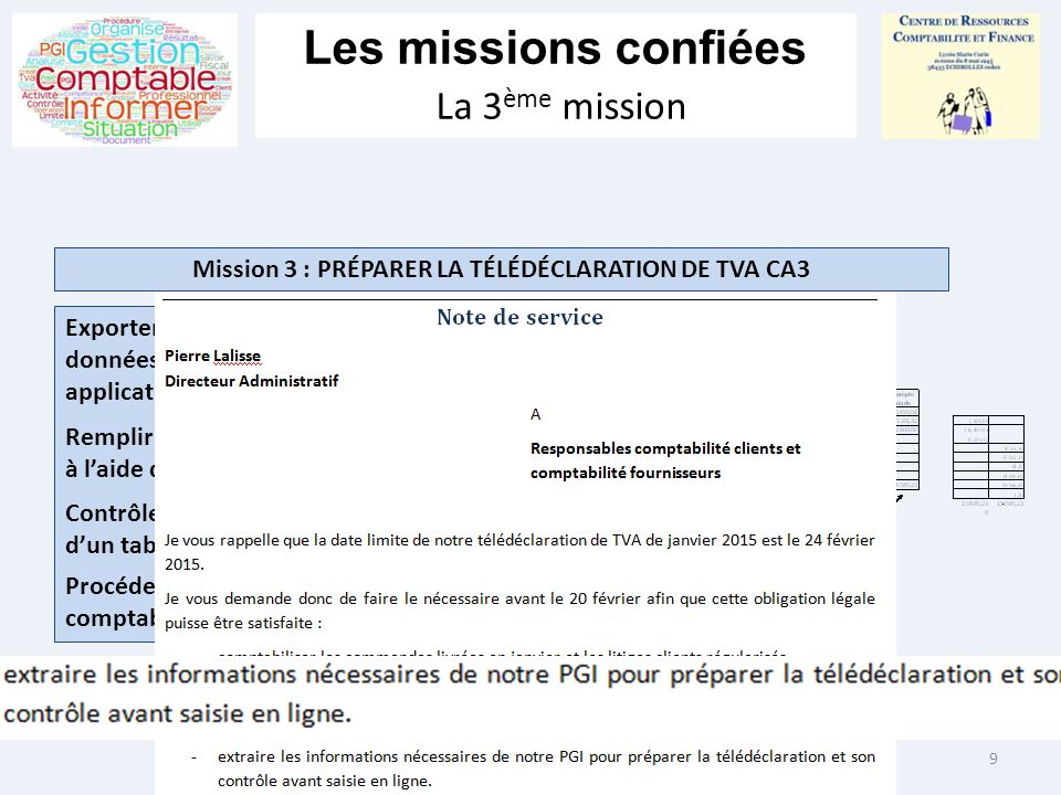 Mission 3 : PRÉPARER LA TÉLÉDÉCLARATION DE TVA CA3