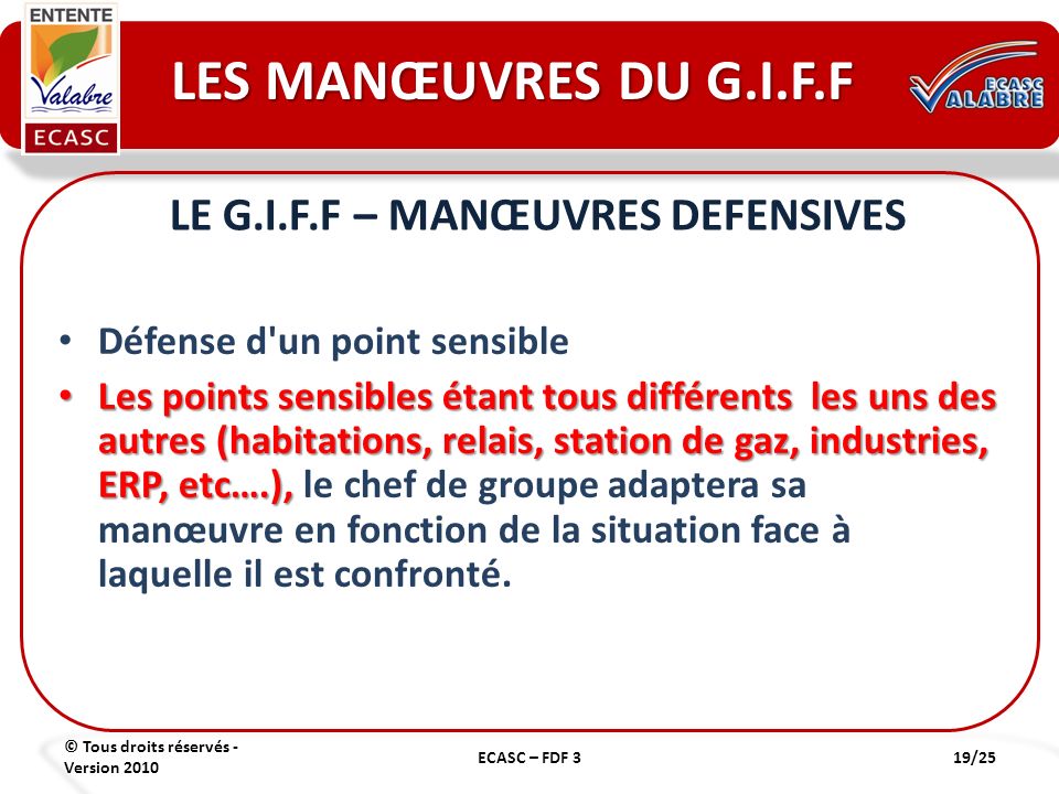 LE G.I.F.F – MANŒUVRES DEFENSIVES