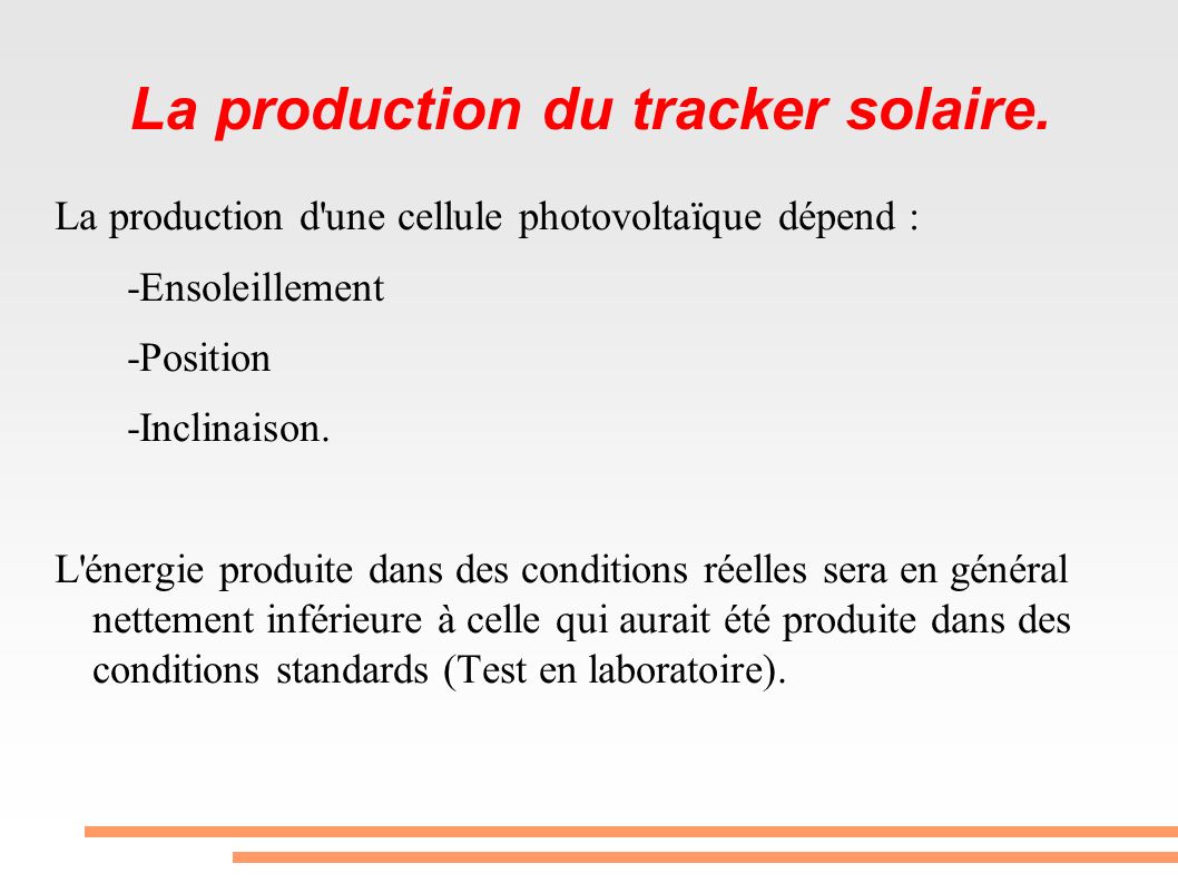 La production du tracker solaire.