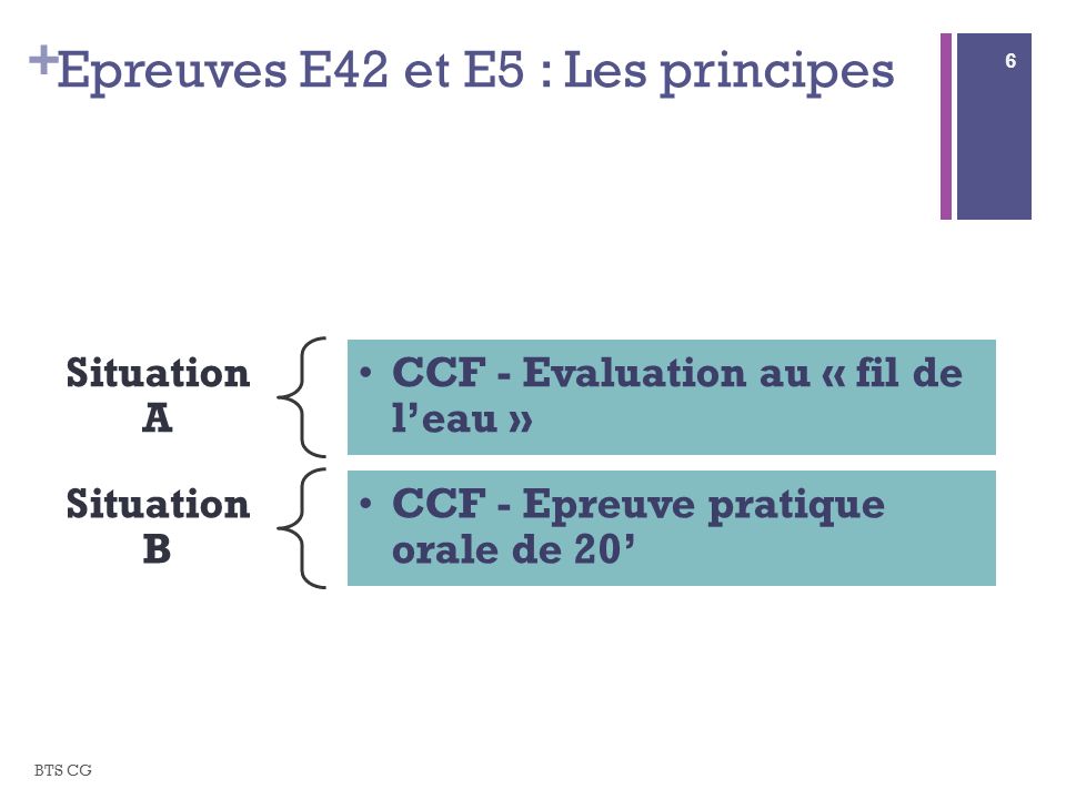 Epreuves E42 et E5 : Les principes