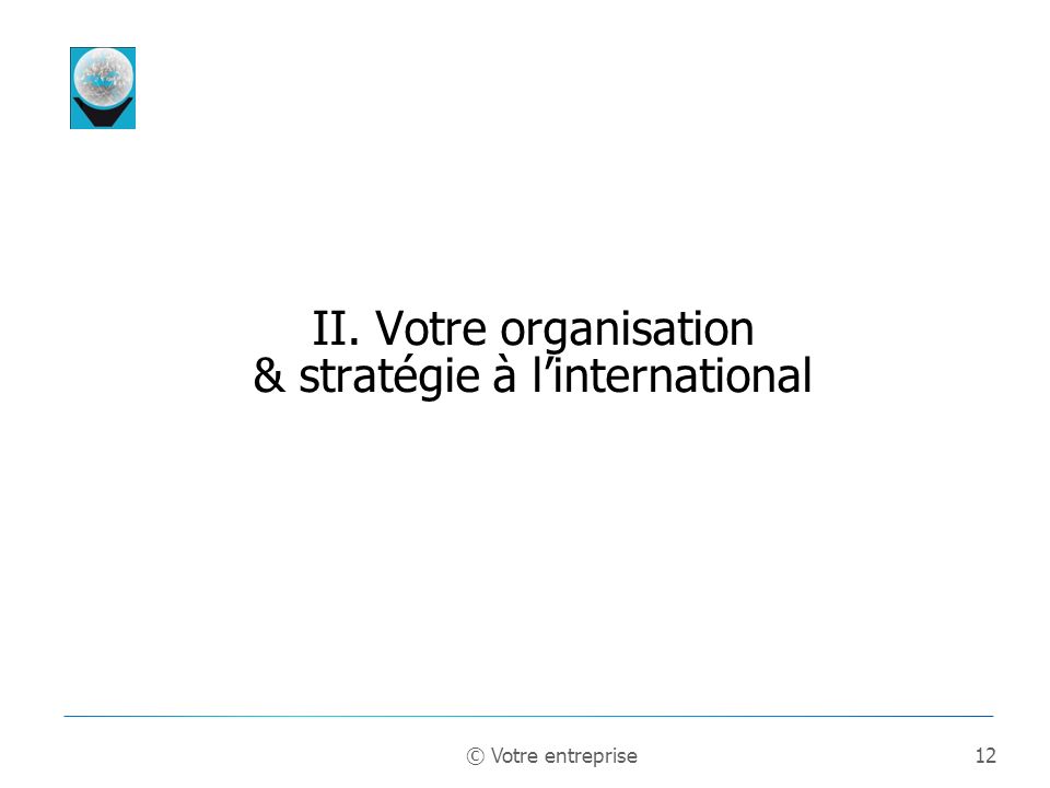 II. Votre organisation & stratégie à l’international