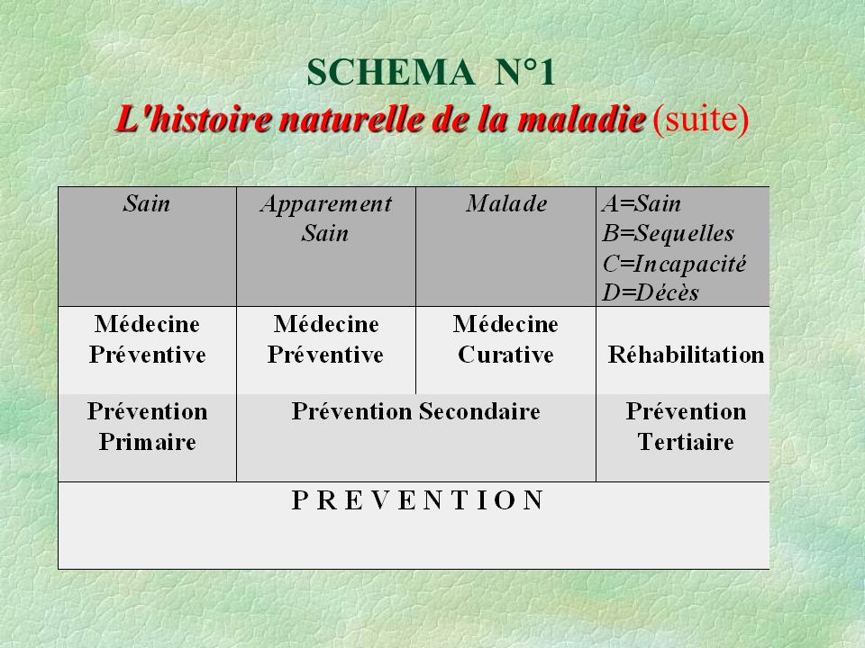 SCHEMA N1 L histoire naturelle de la maladie (suite)
