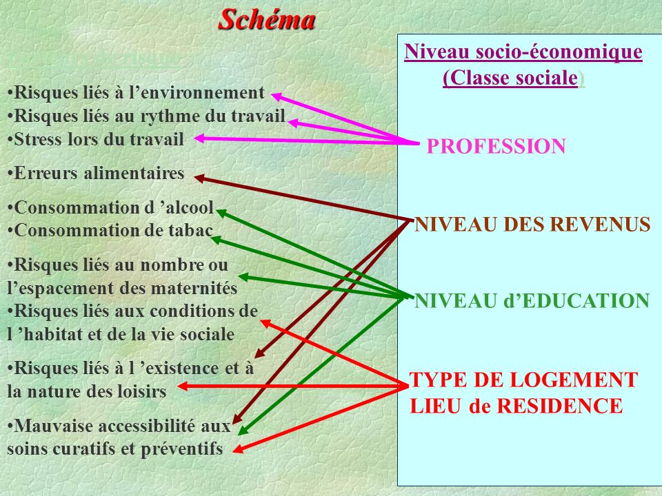 Schéma Niveau socio-économique Facteurs de risque (Classe sociale)