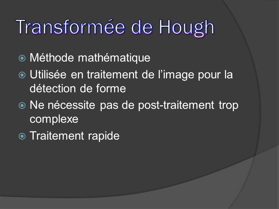 Transformée de Hough Méthode mathématique