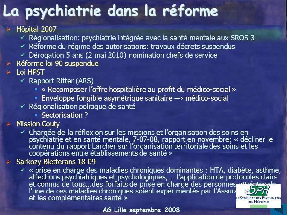 La psychiatrie dans la réforme