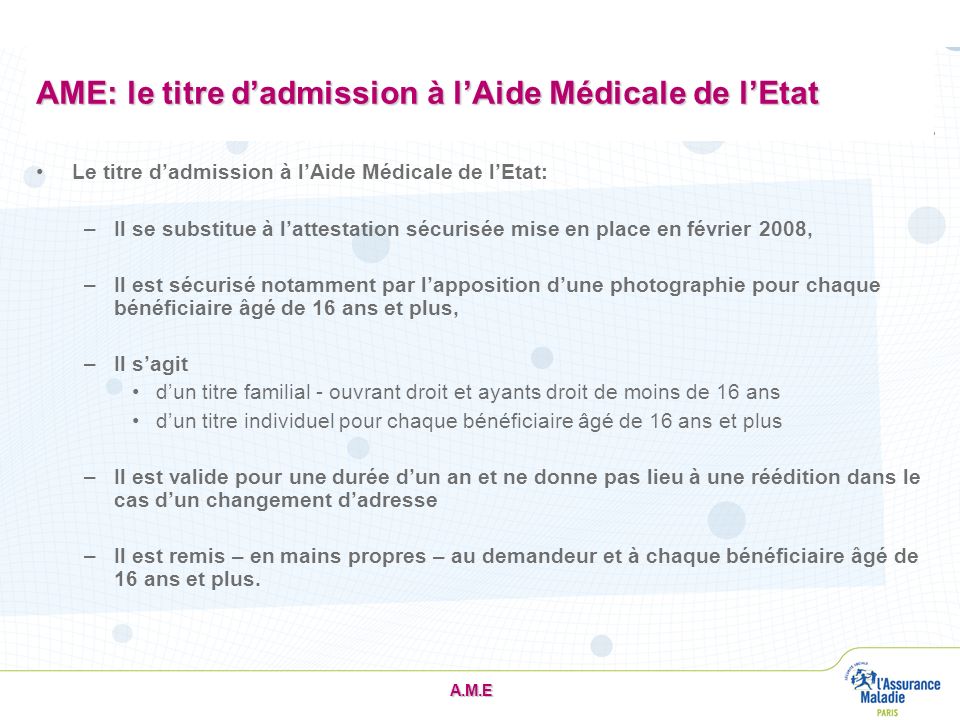 AME: le titre d’admission à l’Aide Médicale de l’Etat