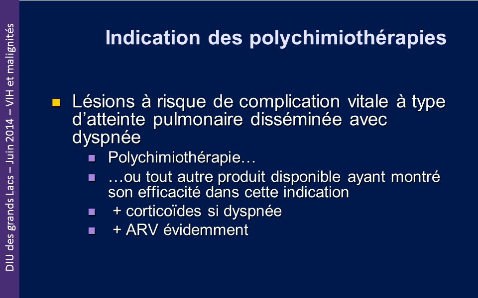 Indication des polychimiothérapies