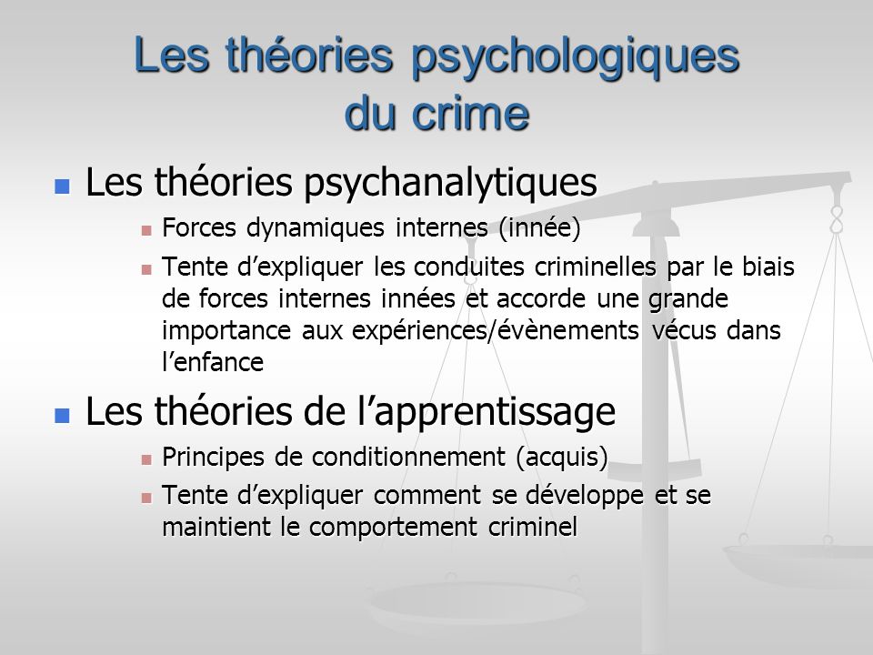 Les théories psychologiques du crime
