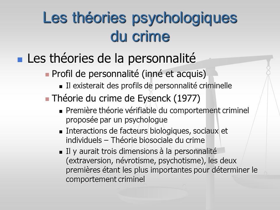 Les théories psychologiques du crime