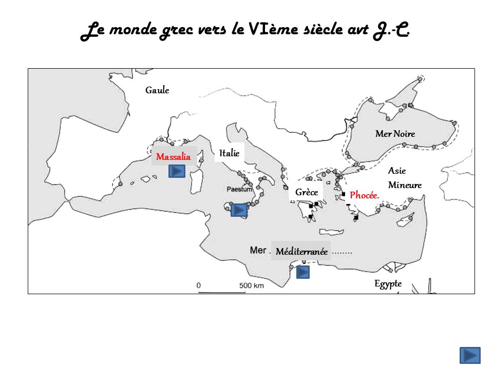 Le monde grec vers le VIème siècle avt J.-C.
