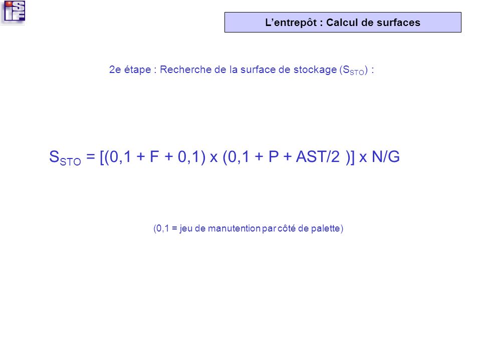 SSTO = [(0,1 + F + 0,1) x (0,1 + P + AST/2 )] x N/G
