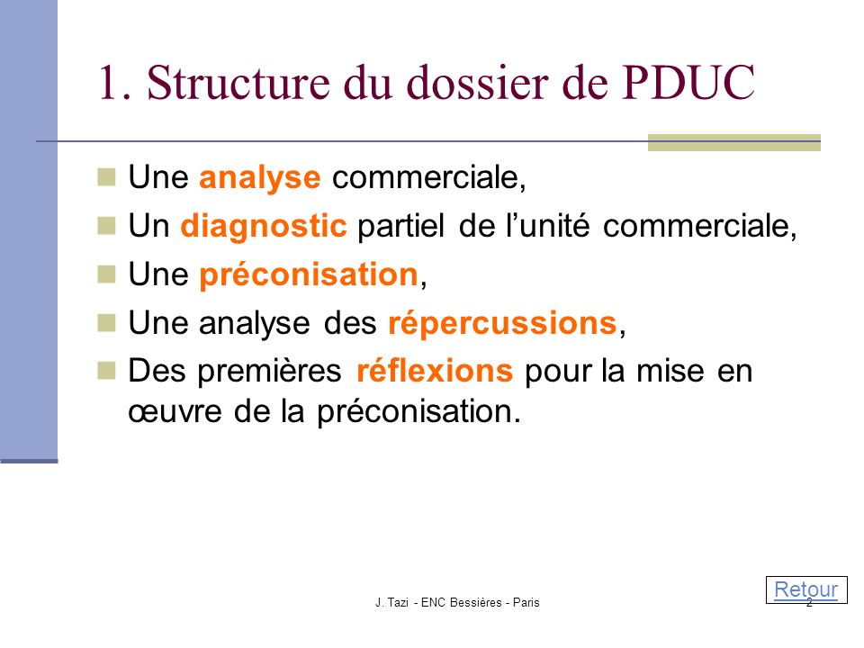 1. Structure du dossier de PDUC