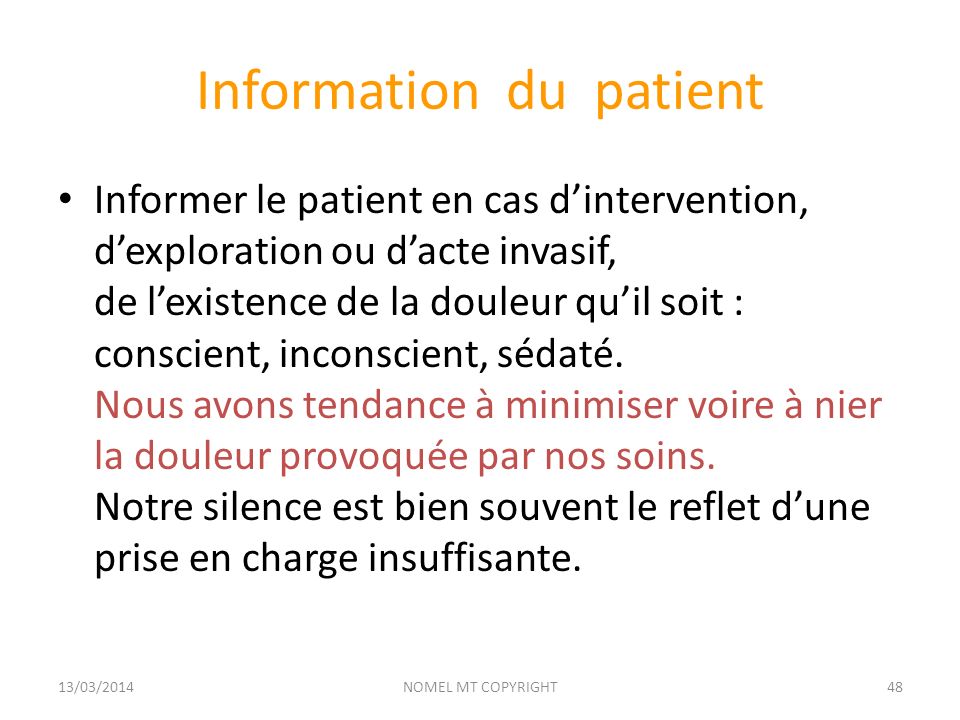 Information du patient