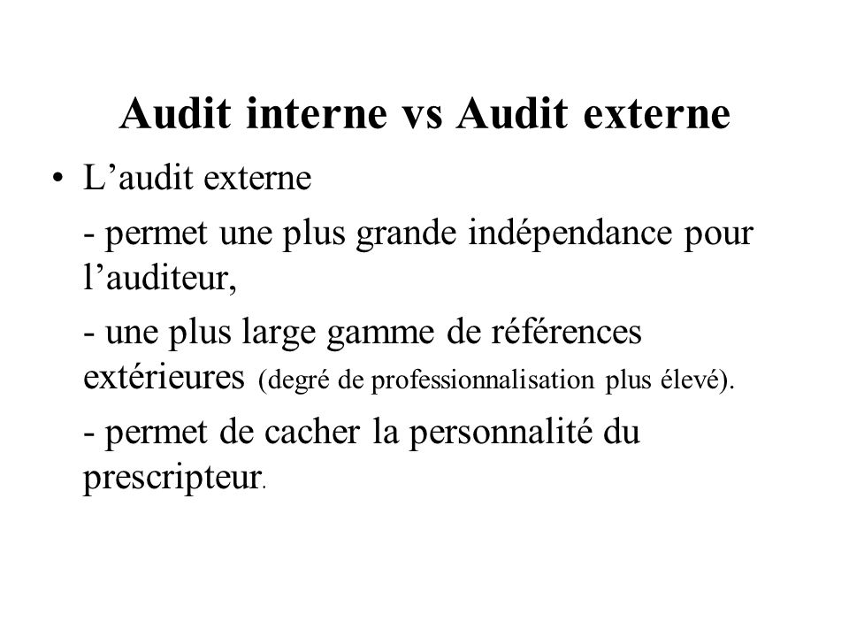 Audit interne vs Audit externe