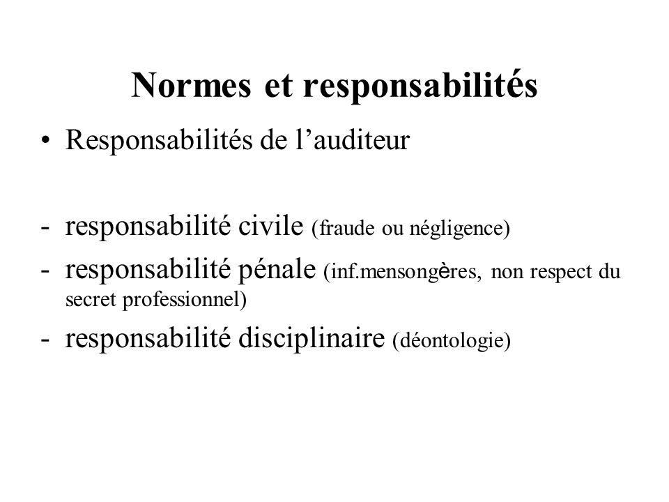 Normes et responsabilités