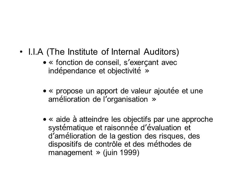 I.I.A (The Institute of Internal Auditors)