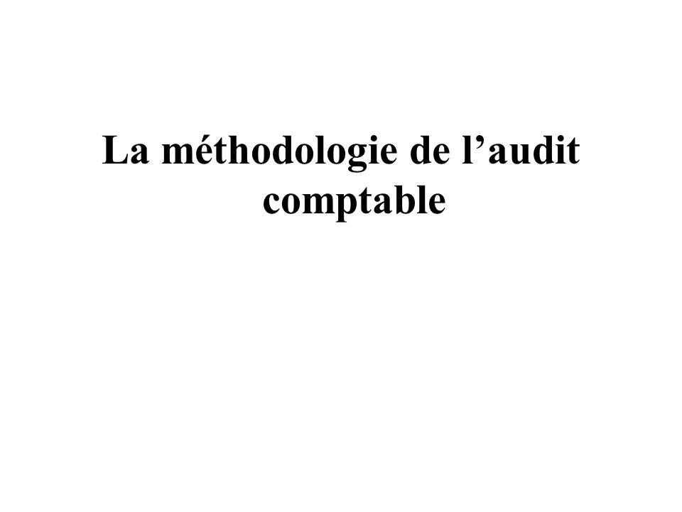 La méthodologie de l’audit comptable