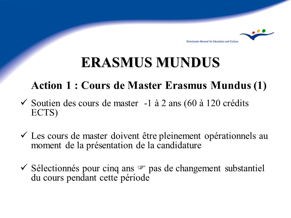 Action 1 : Cours de Master Erasmus Mundus (1)