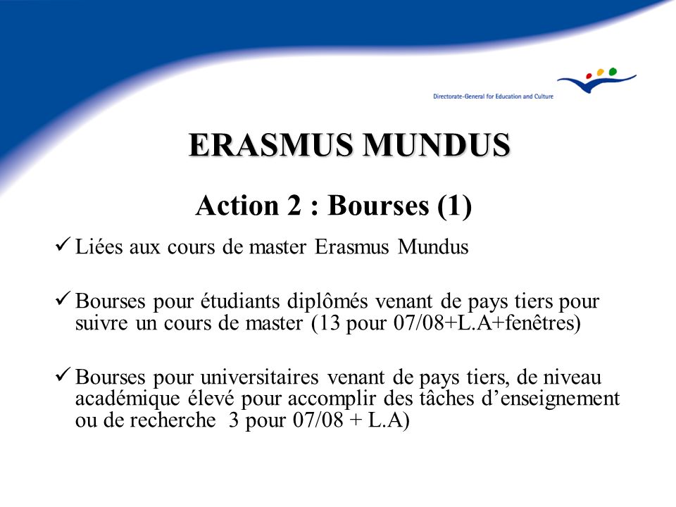 ERASMUS MUNDUS Action 2 : Bourses (1)