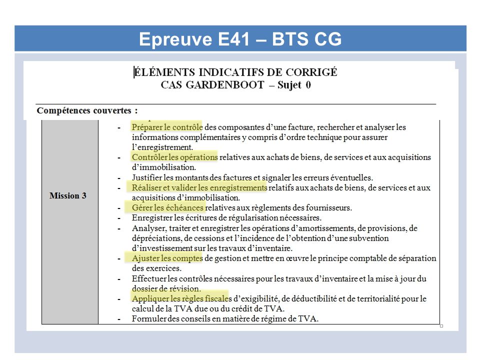 Epreuve E41 – BTS CG