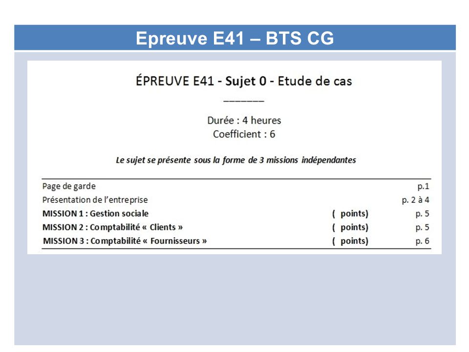 Epreuve E41 – BTS CG