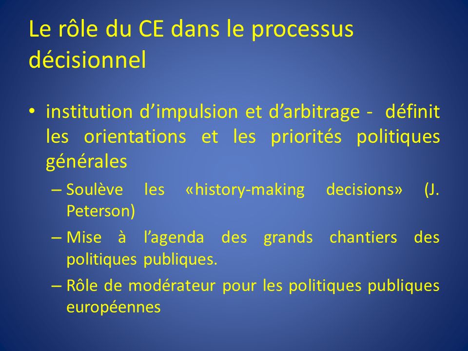 Le rôle du CE dans le processus décisionnel