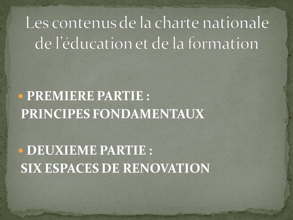 Les contenus de la charte nationale de l’éducation et de la formation