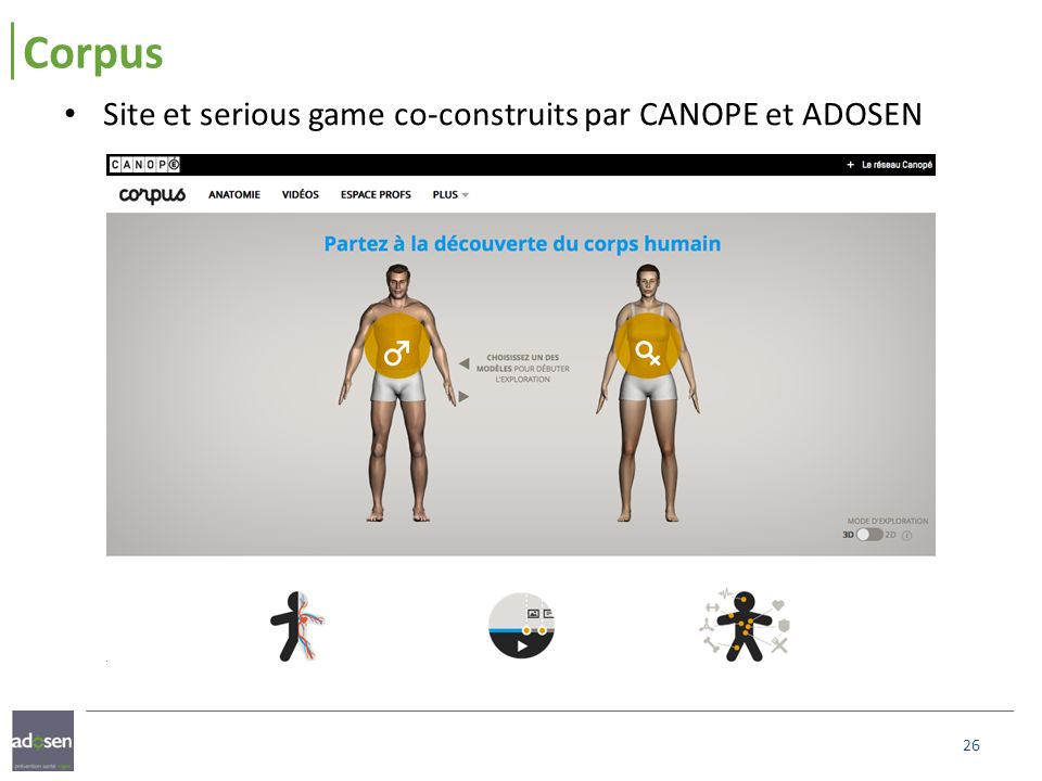 Corpus Site et serious game co-construits par CANOPE et ADOSEN