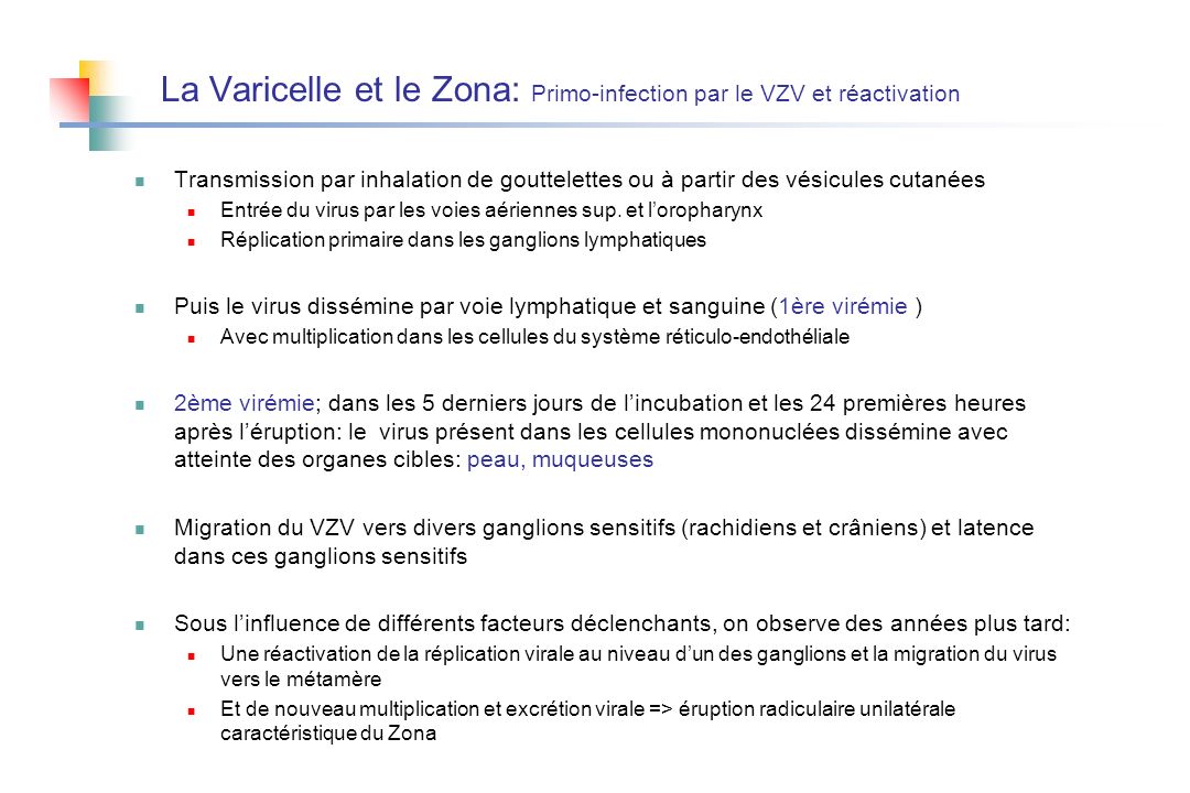 La Varicelle et le Zona: Primo-infection par le VZV et réactivation